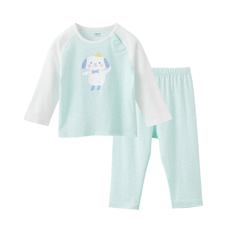 怡比礼帽小狗长袖圆领套装睡衣内衣夏款舒适透气儿童款薄款套装