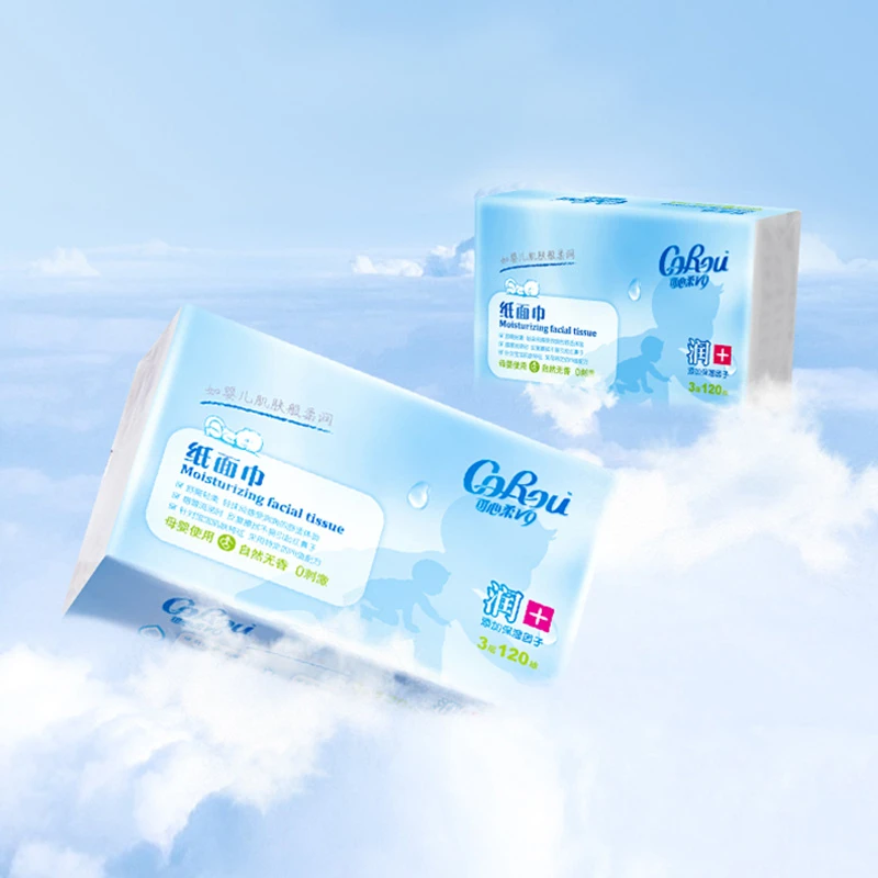 可心柔V9136润+宝贝120抽4包4提共16包柔软新生儿亲肤保湿纸巾