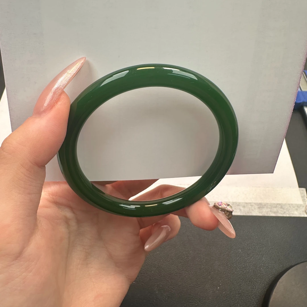 菠菜绿手镯圆条52-53圈口