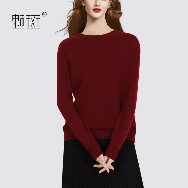 魅斑安哥拉红绵羊毛套头针织衫女2024冬季洋气独特别致上衣女
