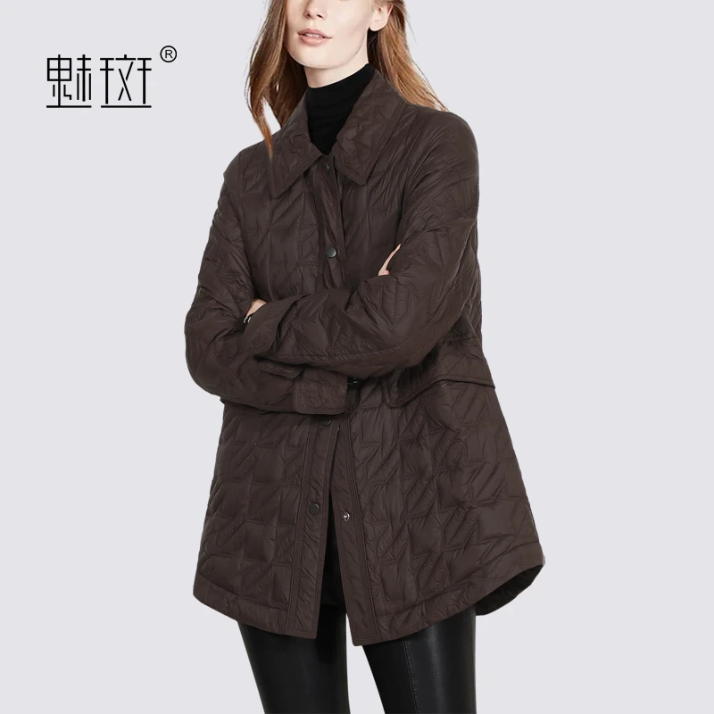 魅斑2024冬季法式复古轻薄羽绒服女休闲宽松时尚白鸭绒外套潮