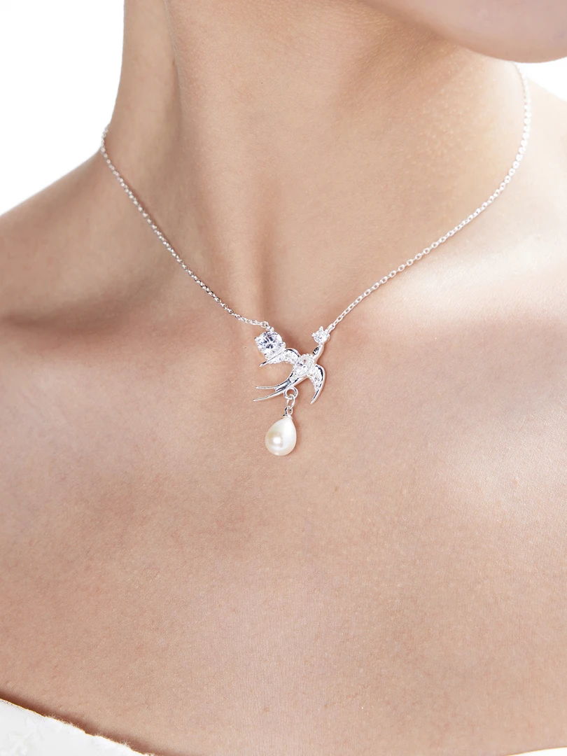 铜项链 浮U生物 飞鸟系列原创水滴吊坠小鸟项链