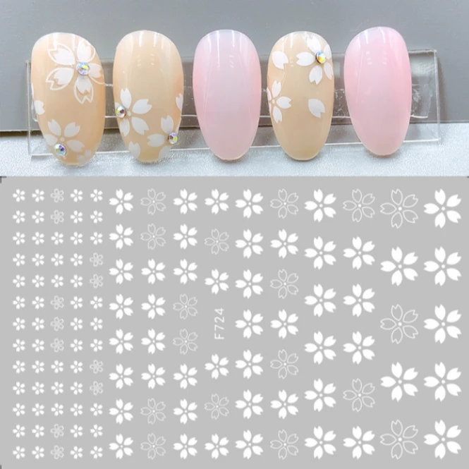 新款美甲贴纸 ins日系3D背胶F系列小白花指甲贴花朵贴纸