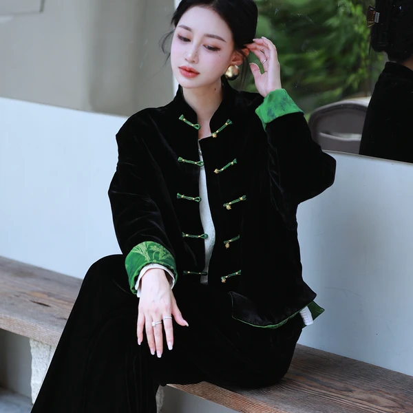 《ELFBOX》冬季新中式百搭加厚保暖立领高级气质棉服 2563