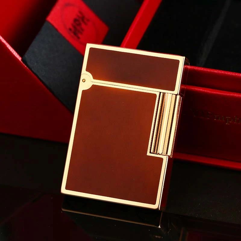 Dupont充气打火机焦糖色中国漆L2中号点火高档复古送礼