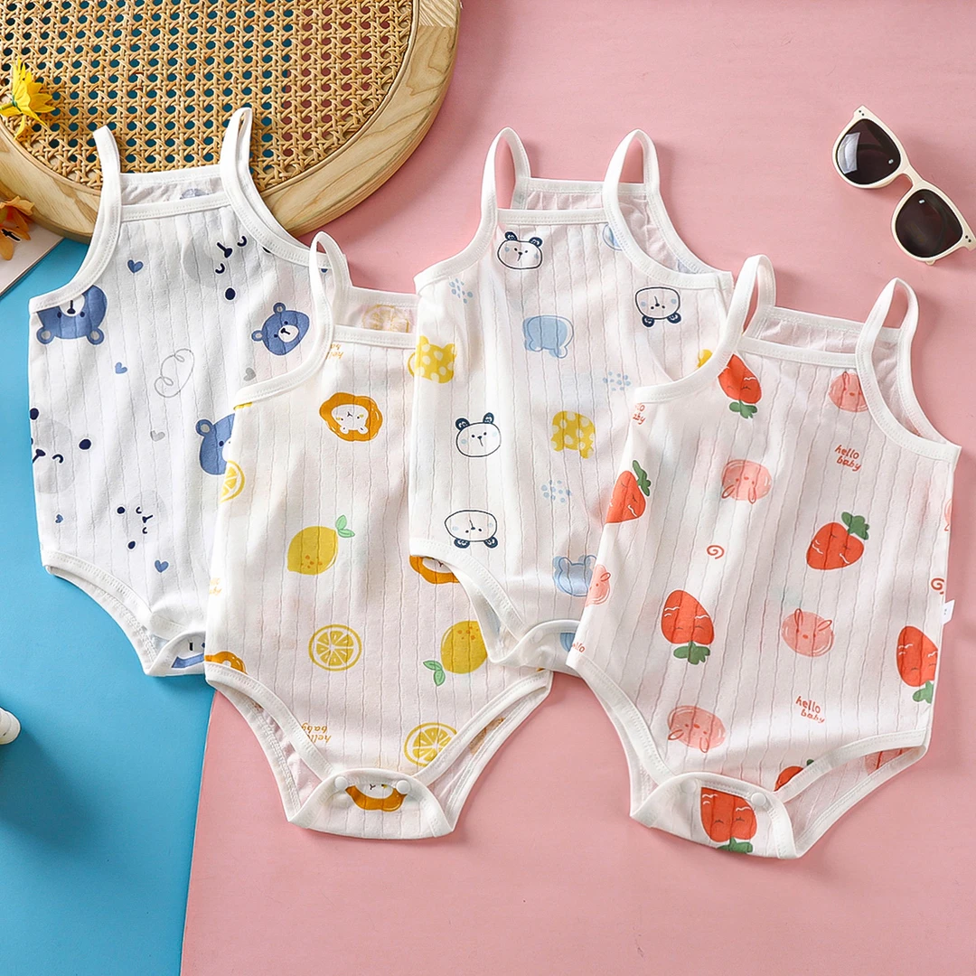 婴儿包屁衣夏季薄款打底内搭吊带透气夏天宝宝背心哈衣新生儿爬服