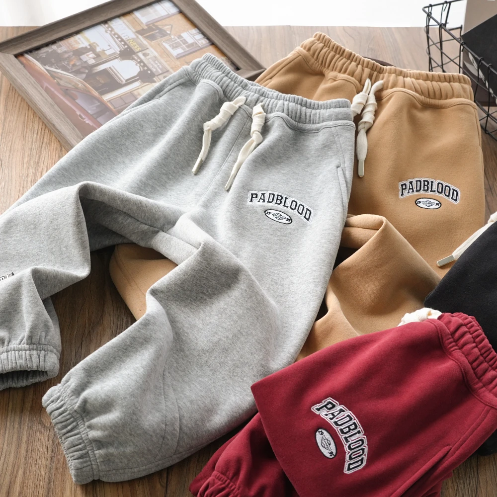 男童儿童春秋新款字母刺绣百搭抽绳裤子中大童洋气长裤S522