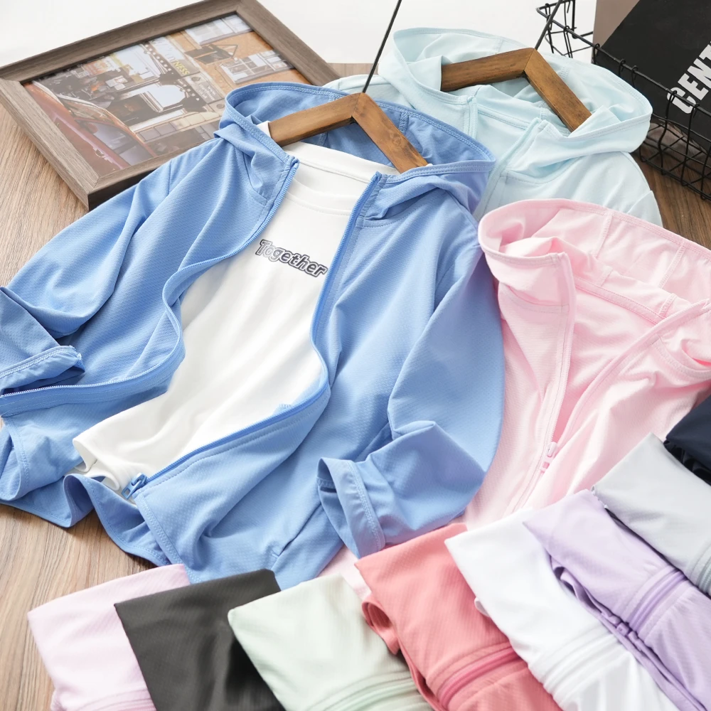 儿童男童夏季新款简约净版防晒衣外套中大童长袖连帽拉链衫