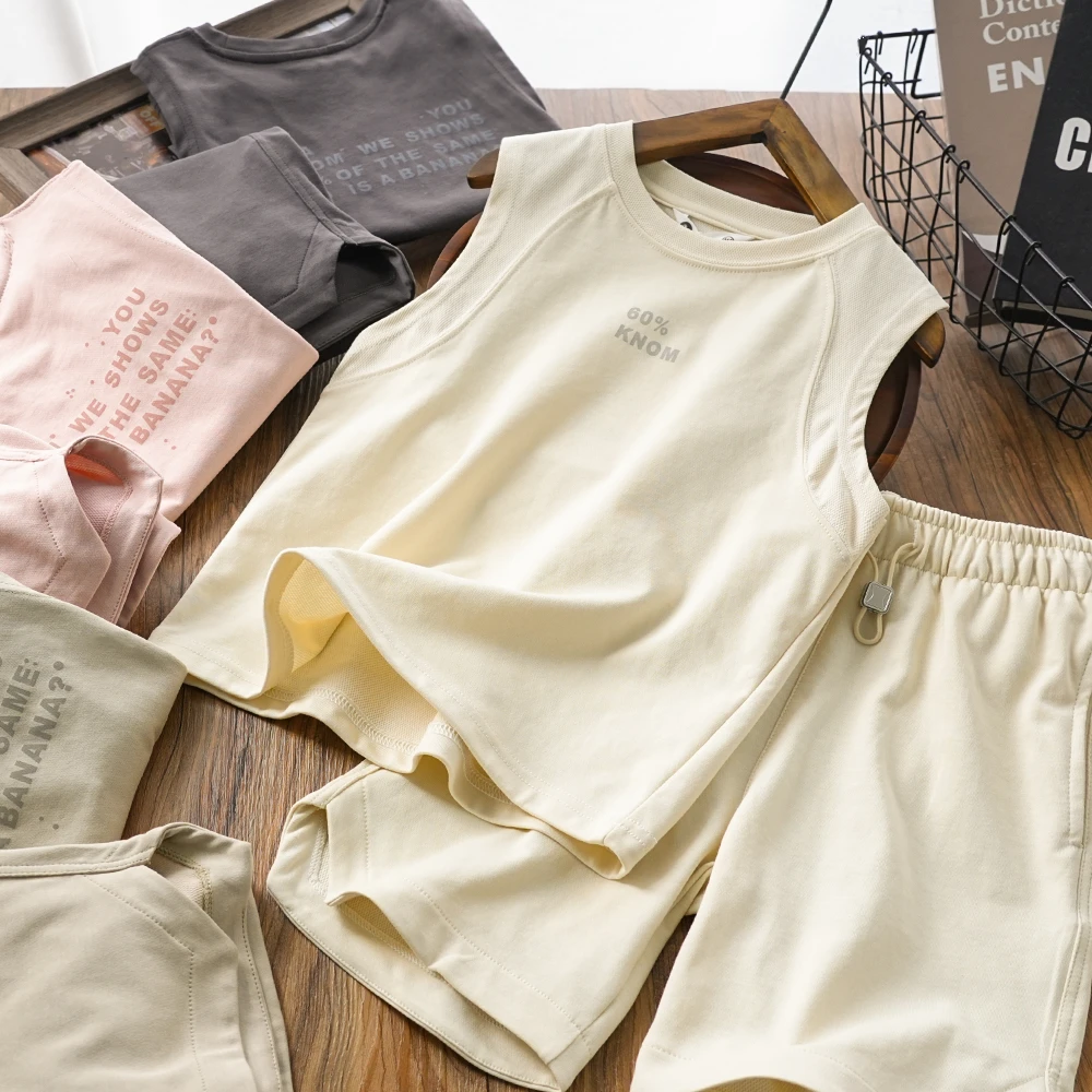 男童儿童夏季新款拼接凉感背心套装中大童无袖两件套百搭XS57