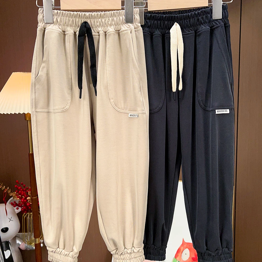 儿童男童夏季新款口袋垂感束脚休闲裤子中大童抽绳长裤MT2476