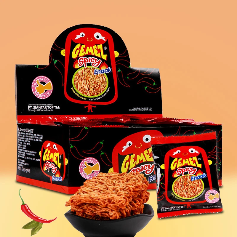 GEMEZ【送糖果】印尼进口网红小鸡面烧烤火辣办公室零食干脆面