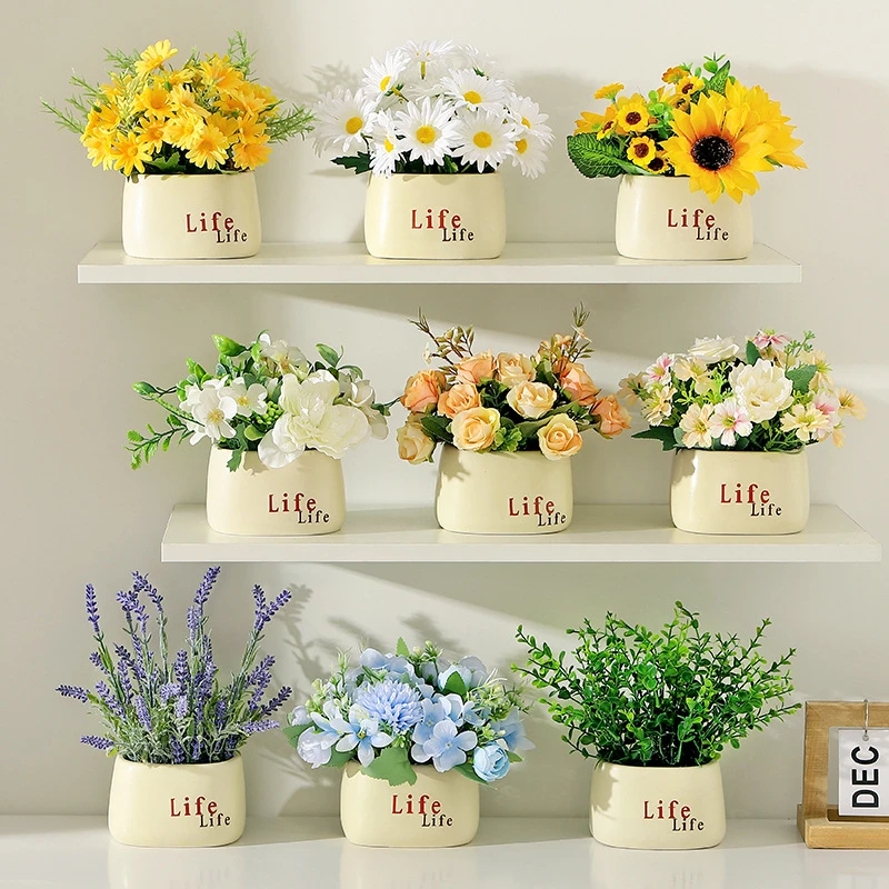 北欧田园向日葵假花客厅餐厅仿真花绿植盆栽家居桌面装饰花盆摆件