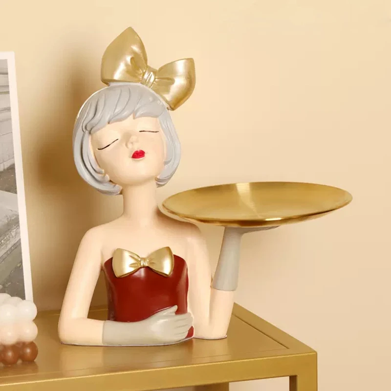 女孩入户门钥匙收纳摆件玄关鞋柜客厅电视酒柜轻奢家居装饰品乔迁