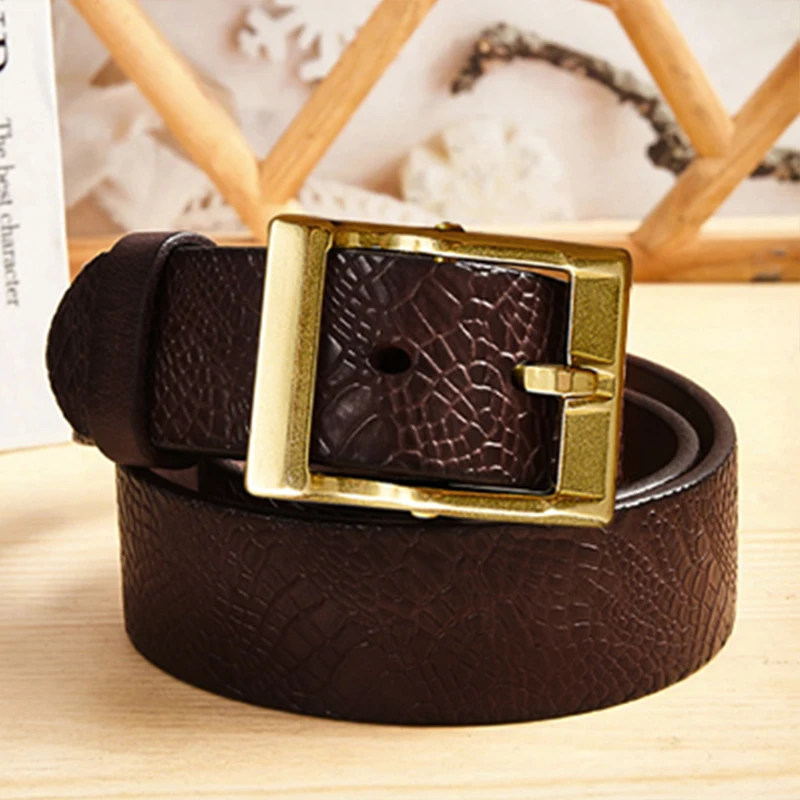 注3.8CM头层牛皮腰带皮带男真皮铜扣针扣做旧休闲2024年裤腰带百