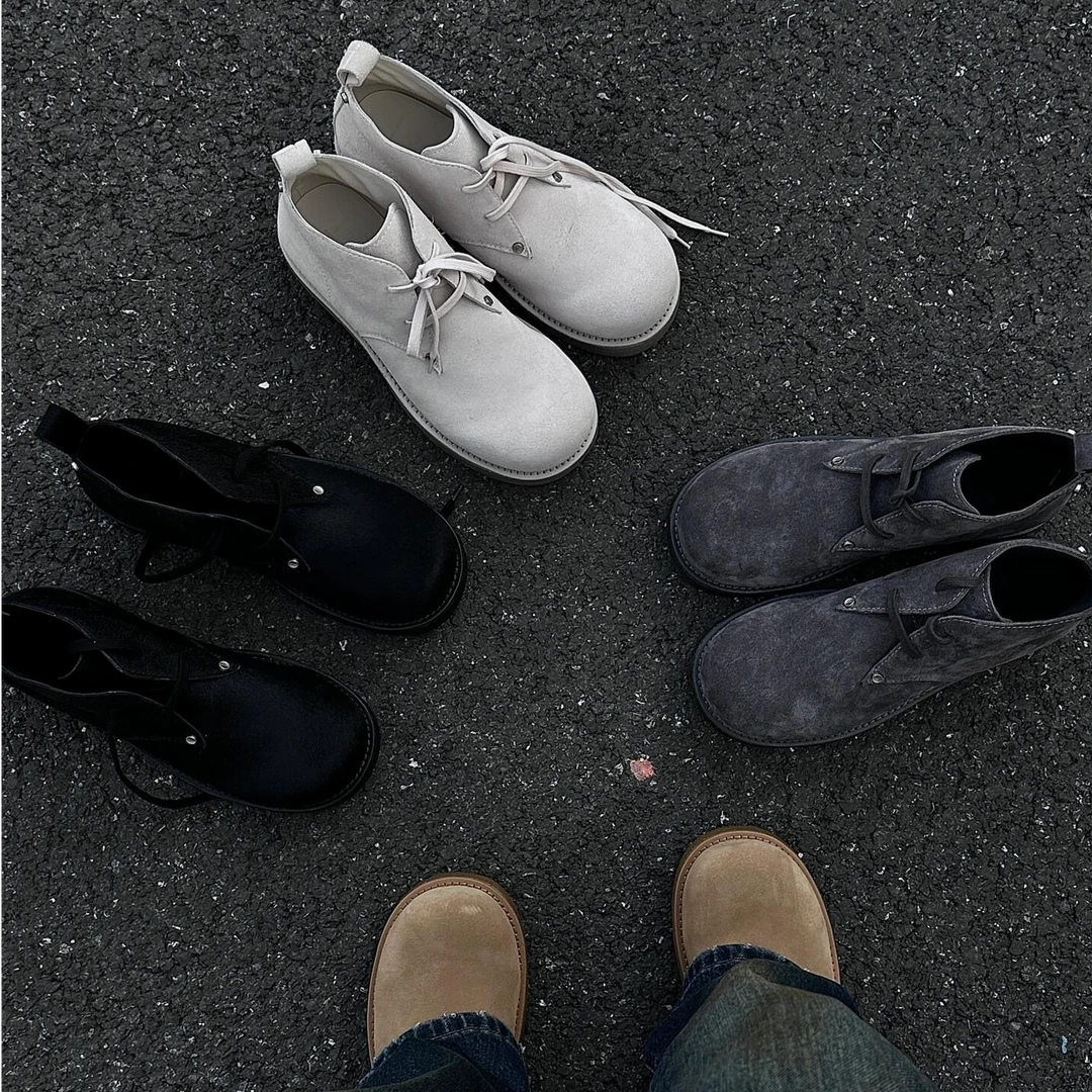 大头时尚高帮德比鞋男款厚底增高马丁靴冬季加绒情侣中帮大黄靴男