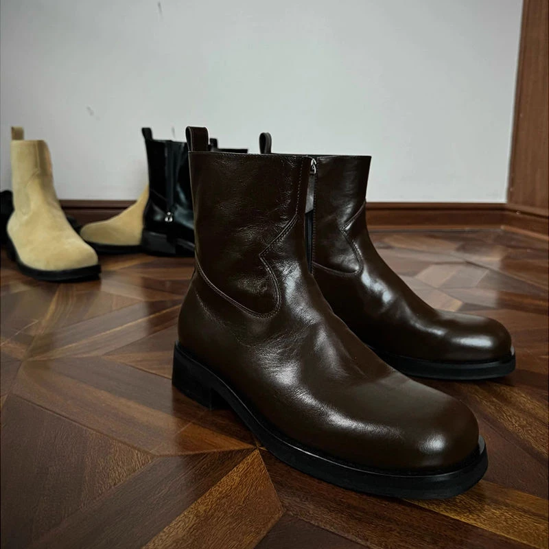 切尔西靴男款情侣男女同款烟筒靴小众高级感英伦风黑色长筒马丁靴