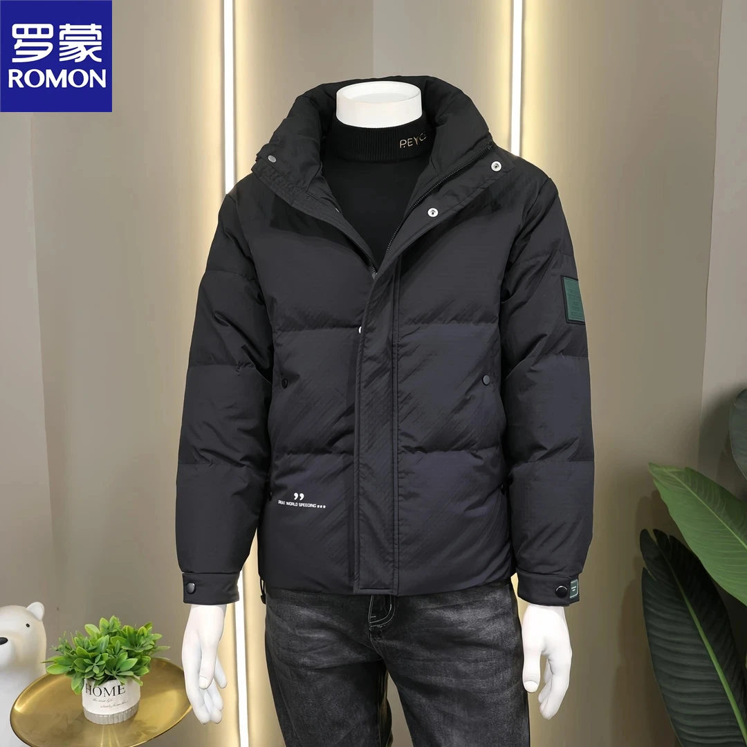 Romon/罗蒙冬季百搭时尚立领宽松潮御寒羽绒棉服防风男士保暖外套