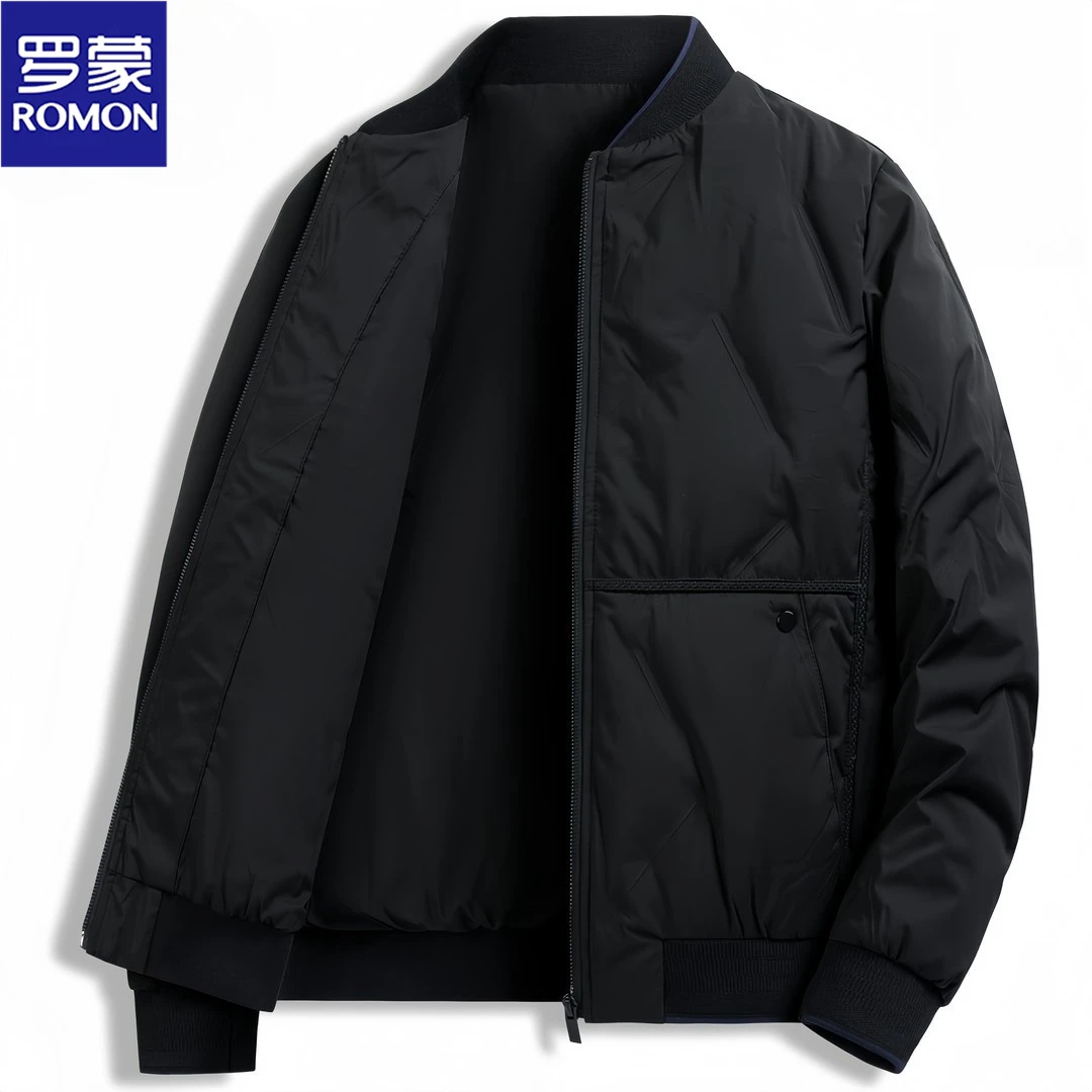 Romon/罗蒙羽绒服男士商务冬季轻薄保暖时尚流行帅气棒球服外套潮