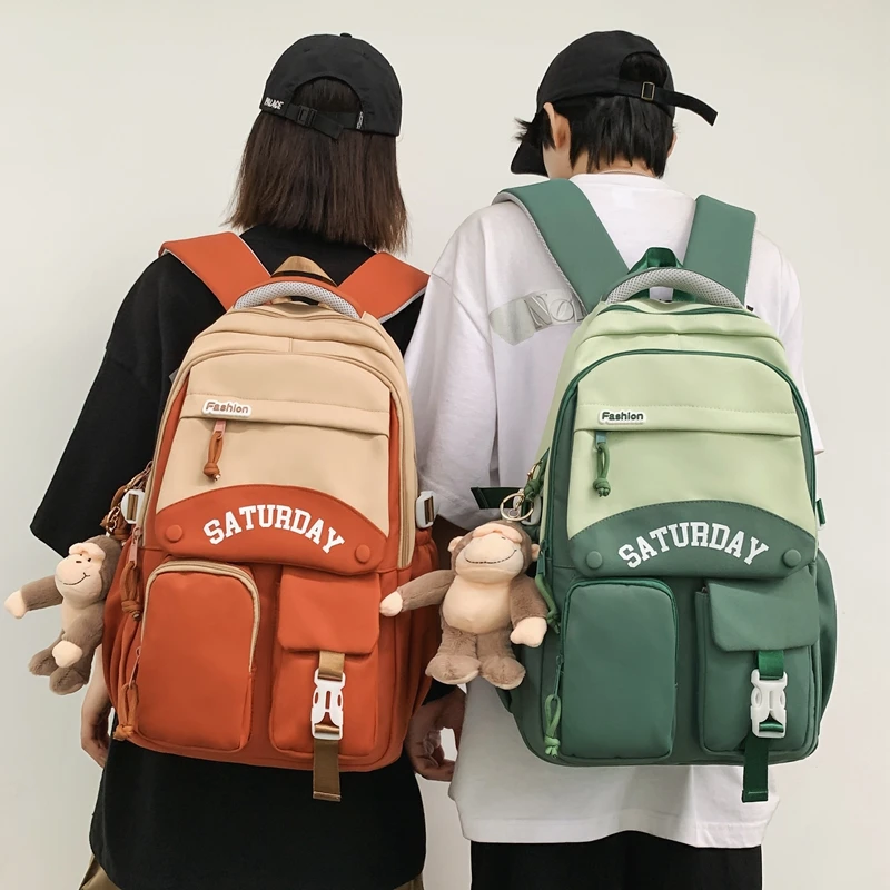 书包女中学生休闲百搭大容量双肩包日系轻便高中生大学生电脑背包