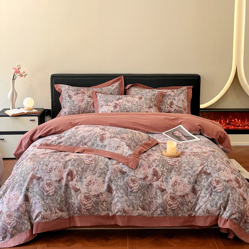 2024新款保暖秋冬100支全棉数码印花四件套礼盒包装