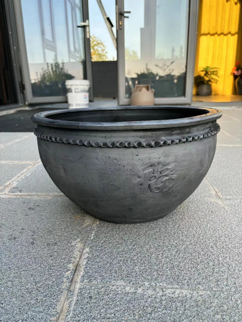 纯手工古法养鱼土陶缸户外办公室家用睡莲荷花家用鱼缸水培