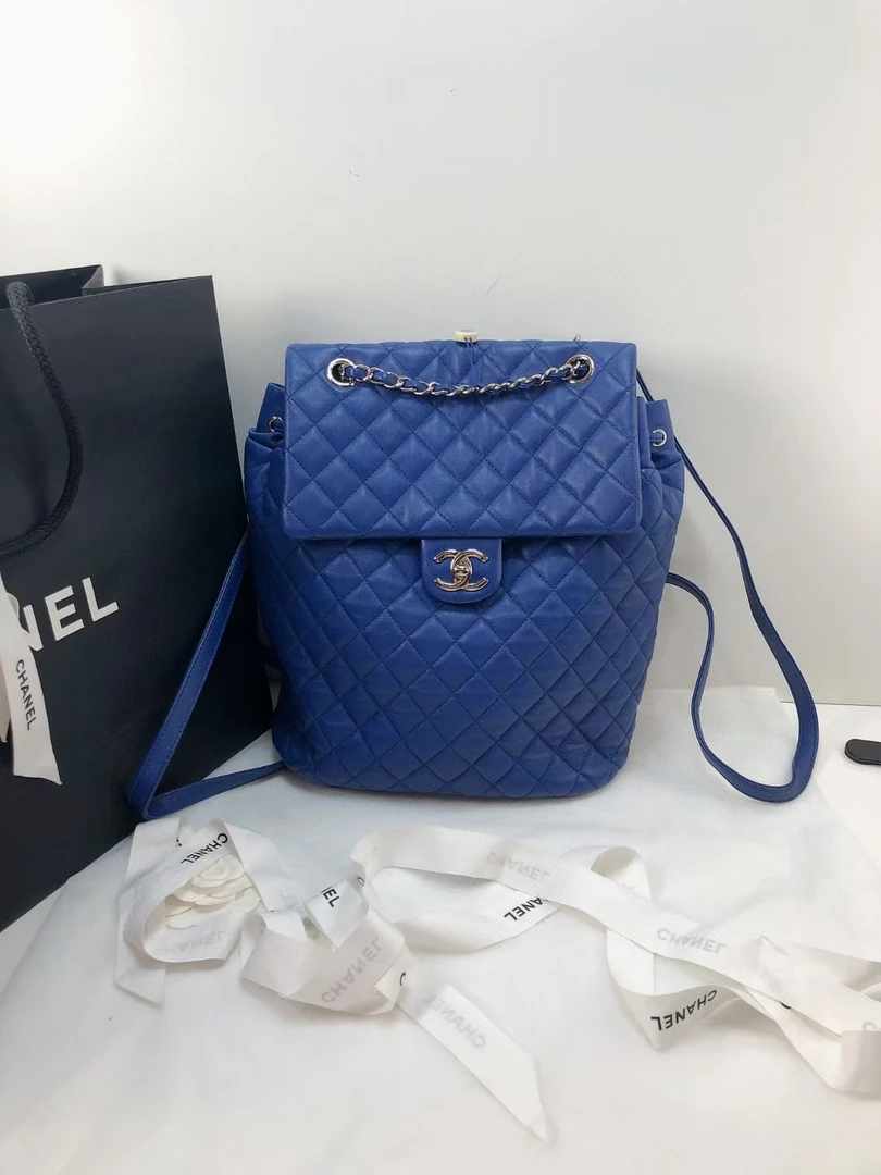 99新 Chanel/香奈儿 115800 香奈儿萨尔茨堡蓝色双肩包书包