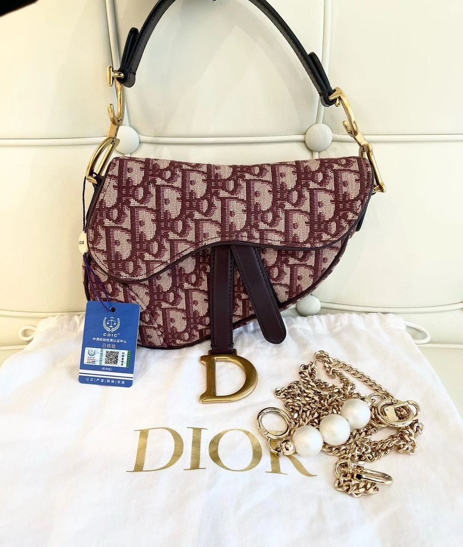 95新 DIOR/迪奥 117154 迪奥红色老花马鞍包
