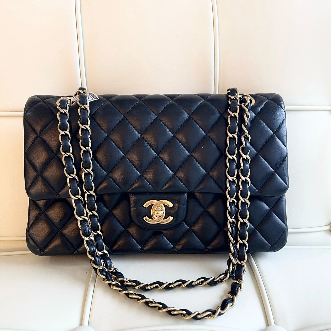 95新 Chanel/香奈儿 js116453 香奈儿黑金羊cf中号链条包单肩包