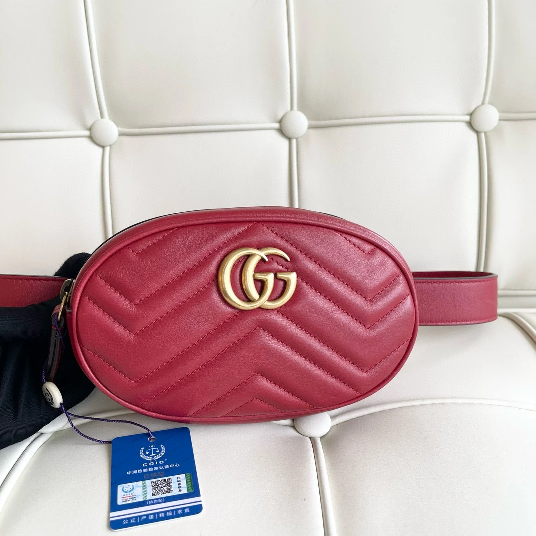 95新 GUCCI/古驰 116311 Gucci 古驰marmont 红色胸包腰包