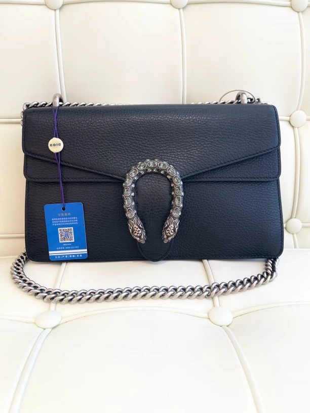 95新 GUCCI/古驰 115694 古驰中号水钻酒神黑色腋下包