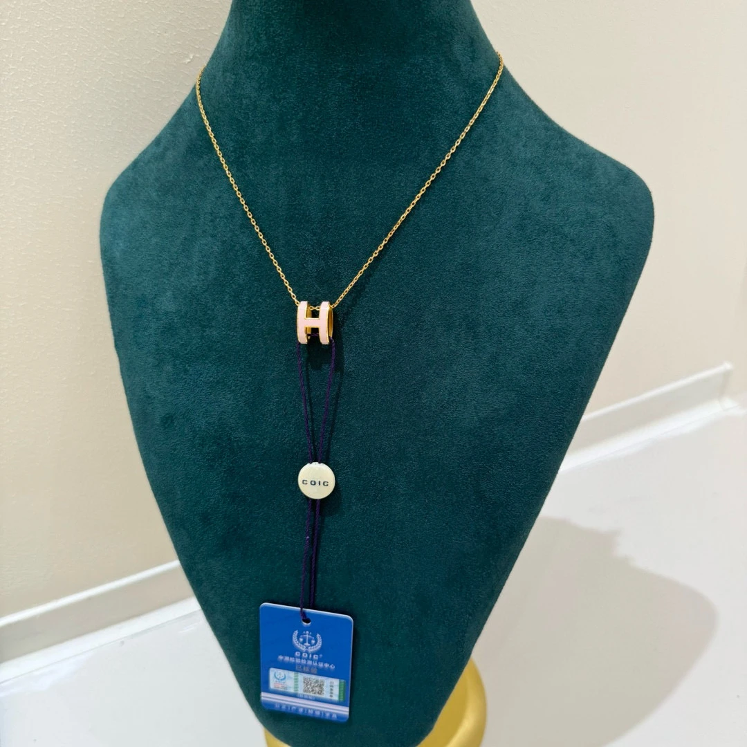 99新 Hermes/爱马仕 116273 爱马仕pop h金大号糖果粉项链