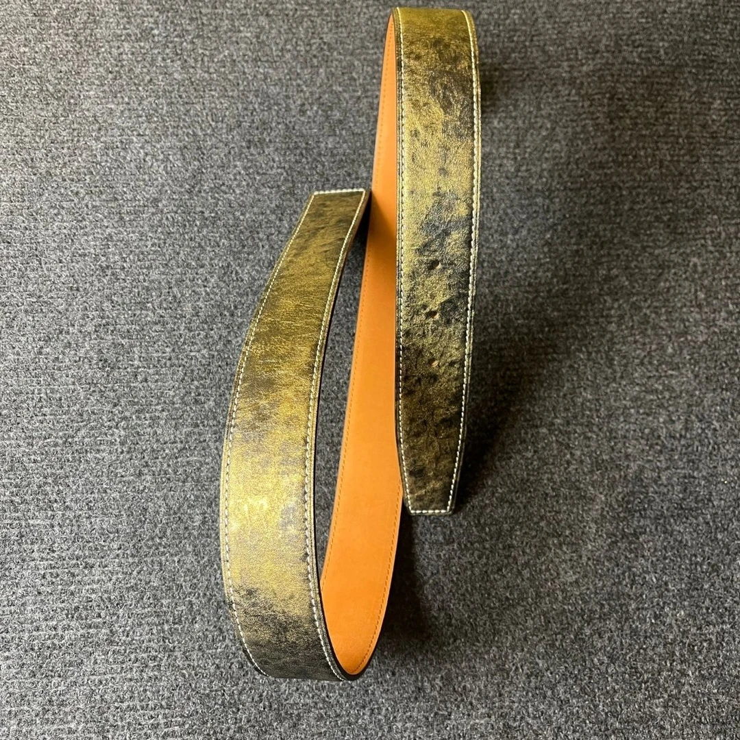 洒金手工擦色复古牛皮腰带无头皮带打孔不带头皮带条