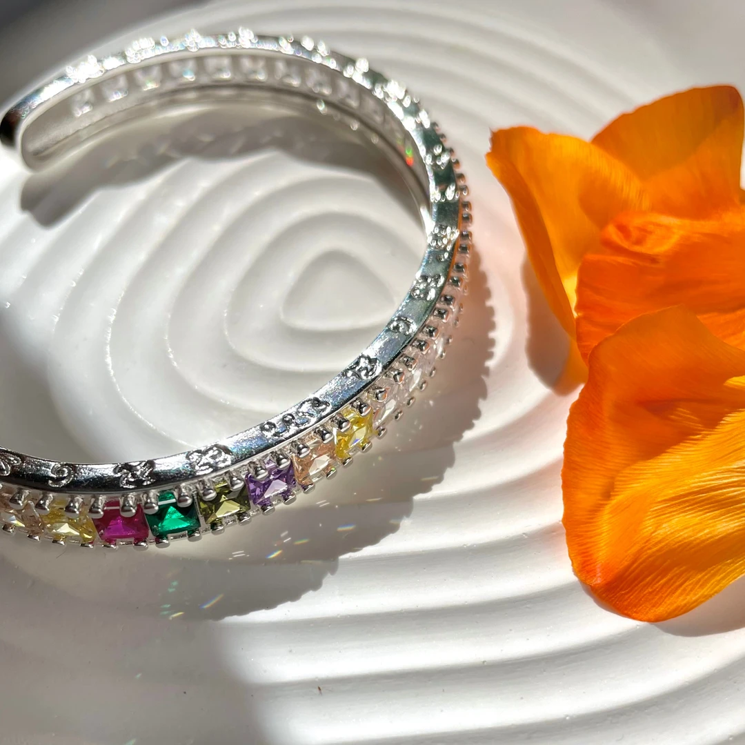 钛钢手镯 闪闪手镯彩色轻奢时尚百搭小众气质简约个性素款重工