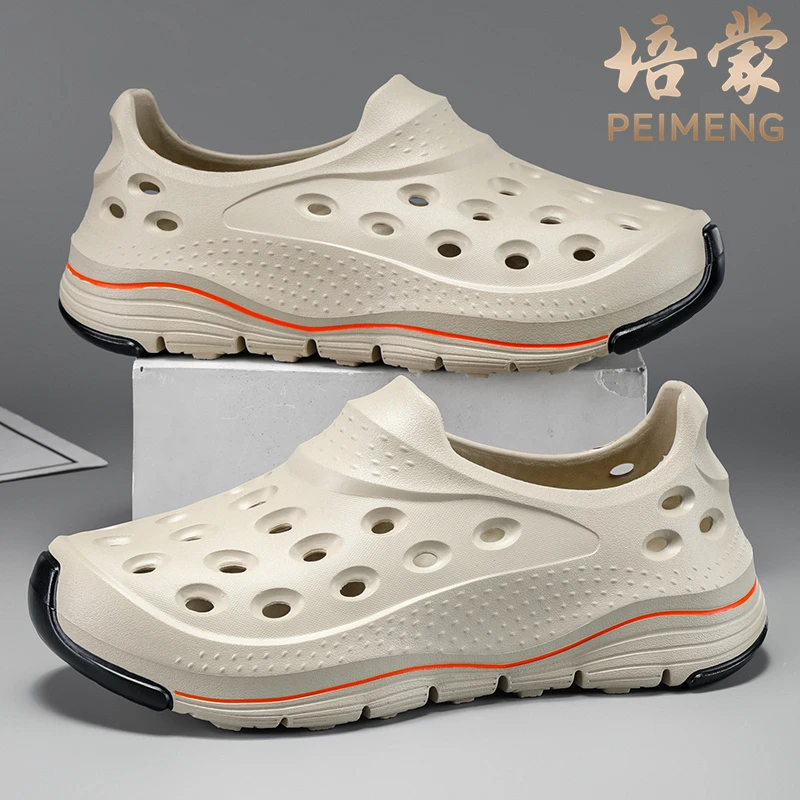 培蒙沙滩鞋男2025新款夏季外穿软底洞洞拖鞋运动防滑开车包跟凉鞋