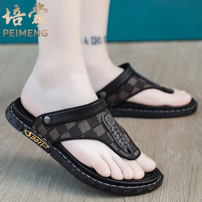 培蒙凉鞋男士2025新款夏季外穿防滑耐磨软底运动两用开车夹脚拖鞋