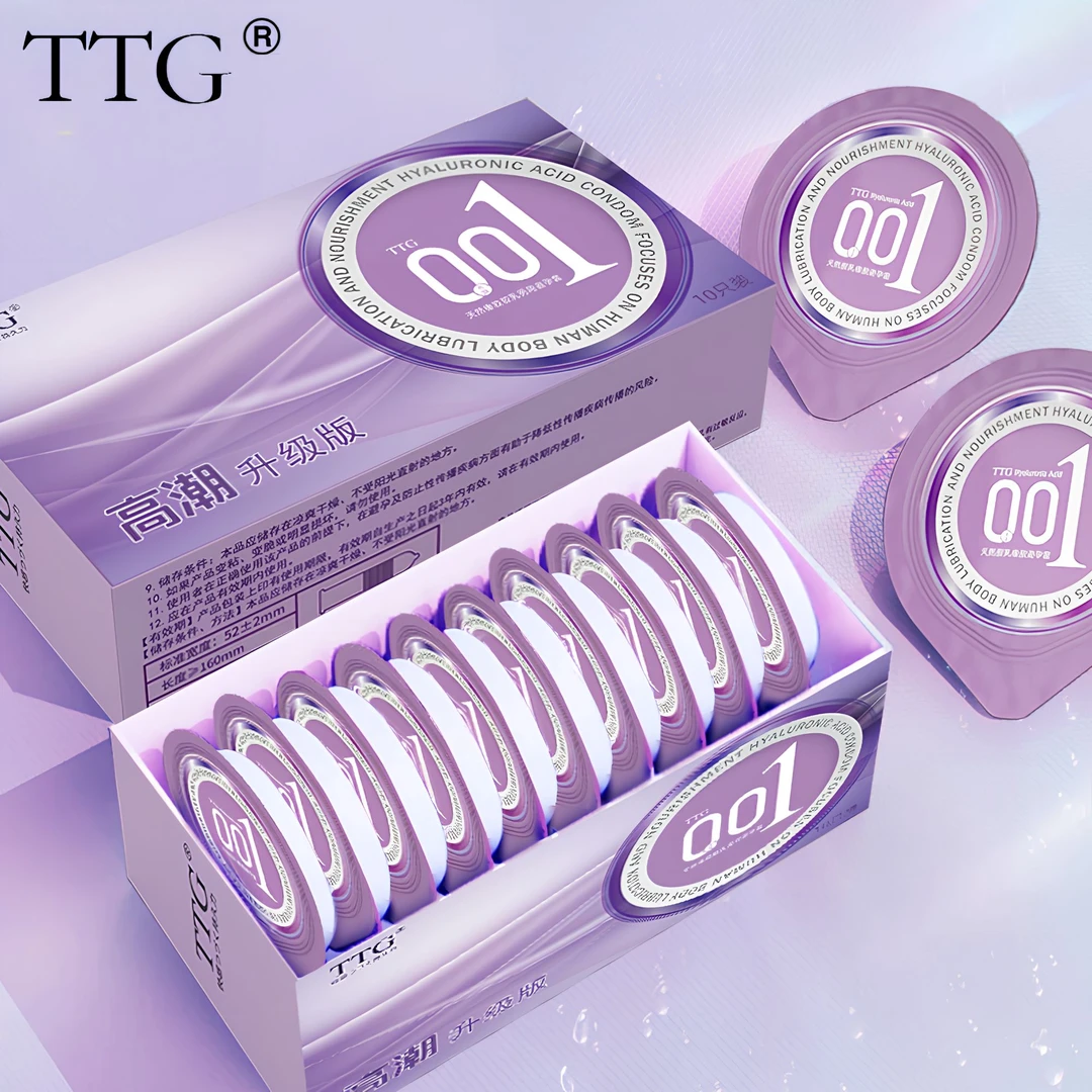 TTG高潮螺纹款收腰防脱落玻尿酸001超薄无感避孕套水润男女生用情趣安全套夫妻房事零感刺激螺纹套套 天然橡胶胶乳避孕套