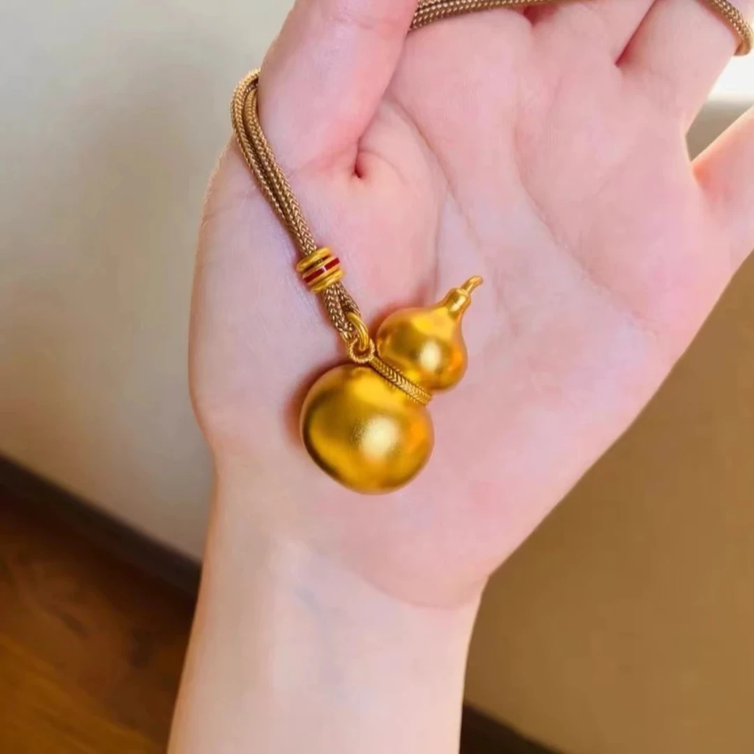 OULLEN 非金属布艺项链 王嘉尔同款金色葫芦项链情侣款百搭不掉色
