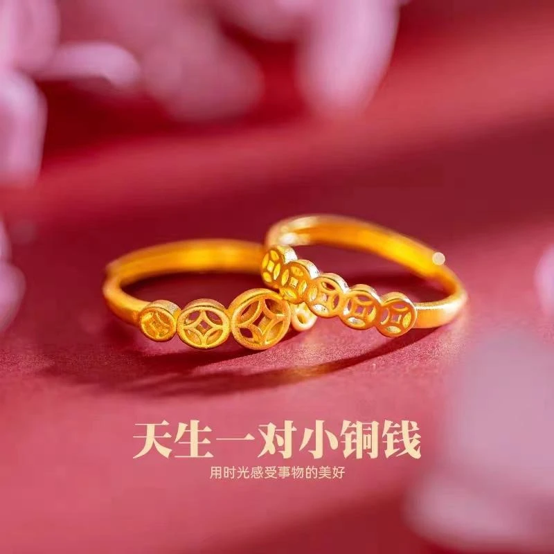 钛钢戒指 新款不掉色国风招财进宝戒指女时尚百搭可调节精美指环