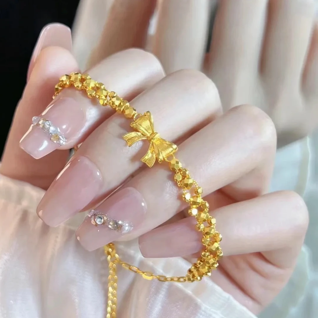 铜合金手链 时尚新款仙女蝴蝶结手链女轻奢气质碎碎冰手饰520礼物