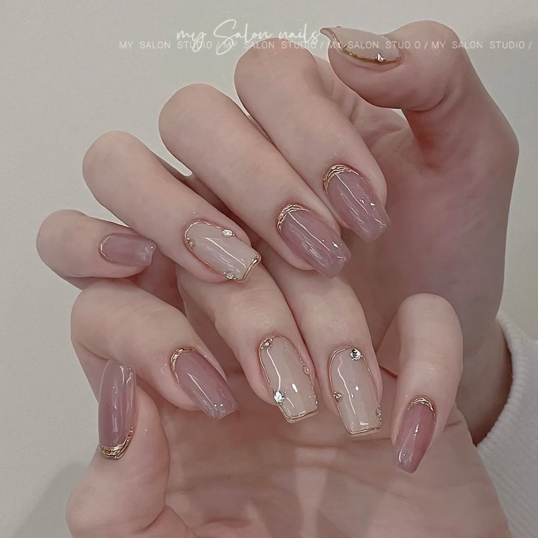 水蜜桃粉紫禧悦美甲穿戴甲片冰透穿戴式可拆卸假指甲光疗甲片手工