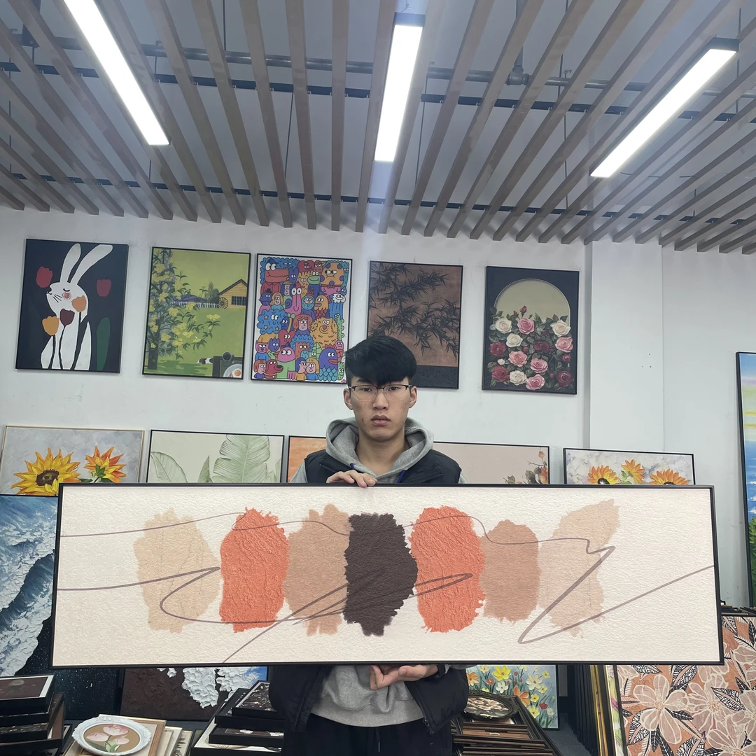 抽象法式轻奢客厅装饰画法式现代风沙发背景墙面挂画横幅40150