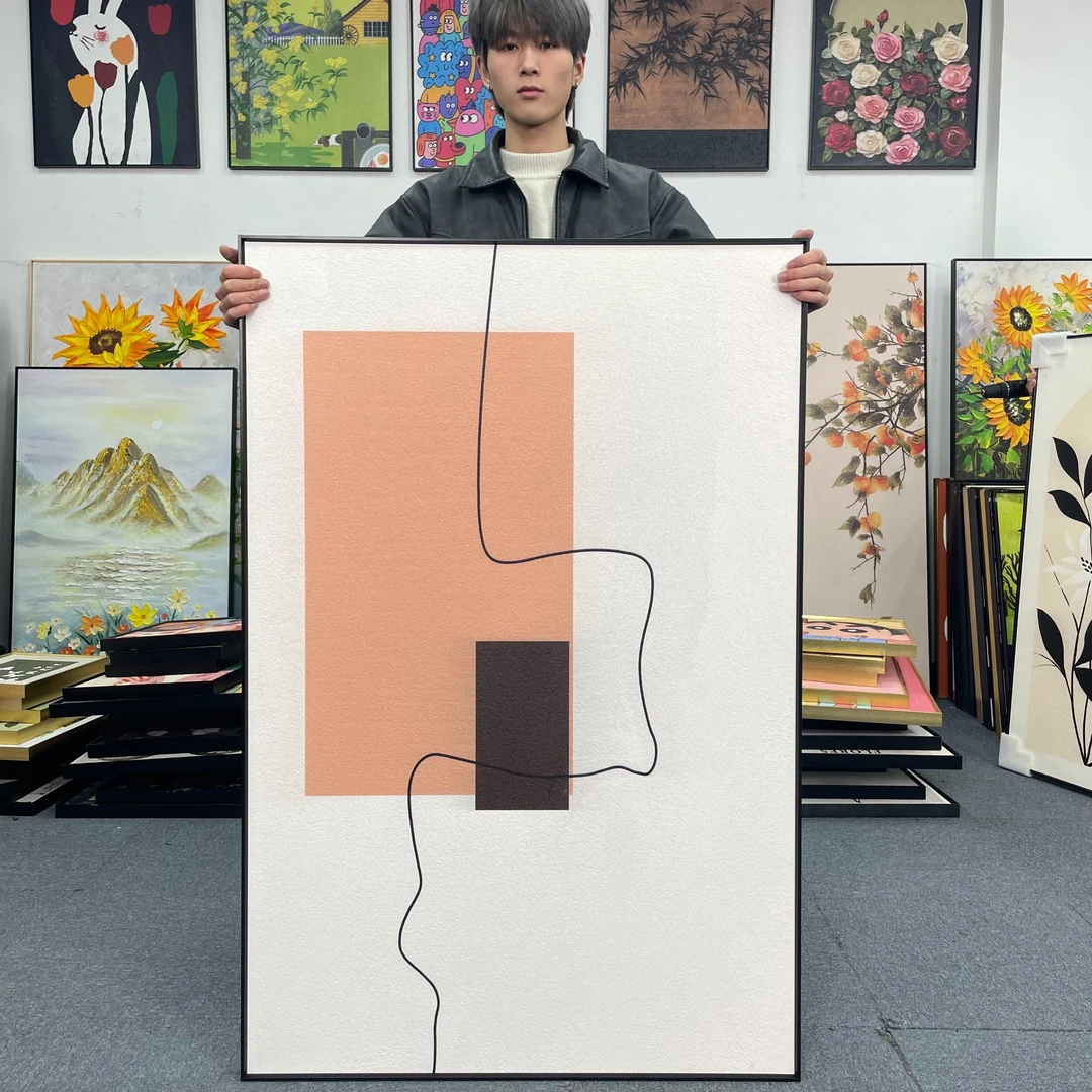 现代简约黑白客厅装饰画抽象简约线条玄关画高级感挂画80120