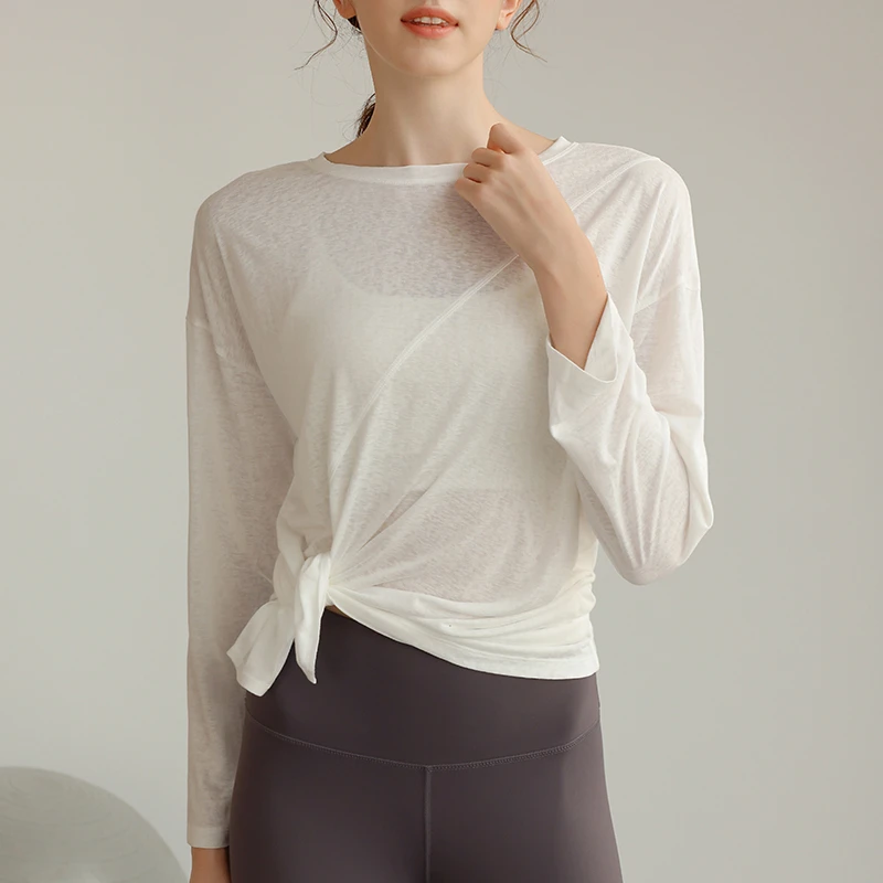 CX8007 新款雪花瑜伽服女秋季宽松运动长袖罩衫速干开叉健身上衣