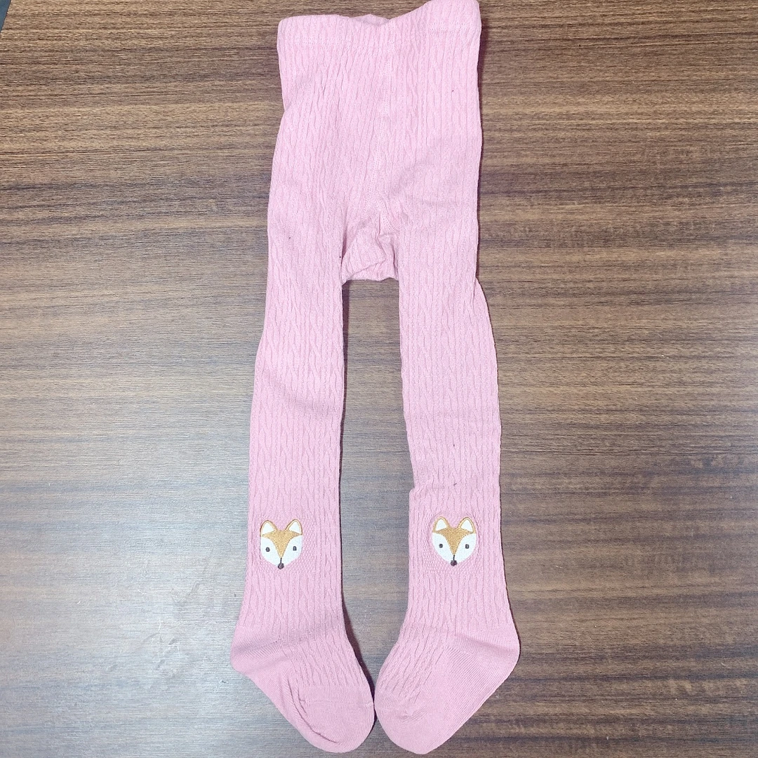 初柒母婴-0306-宝宝刺绣连裤袜-TK011-皮粉-小狐狸-S码【1-2岁】