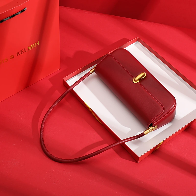 高级感红色包包法棍包女新款小众通勤腋下单肩包新娘婚包日常可用