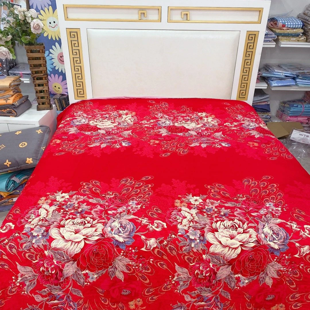 纯棉床品面.纯棉80磨绒大红烫金系列