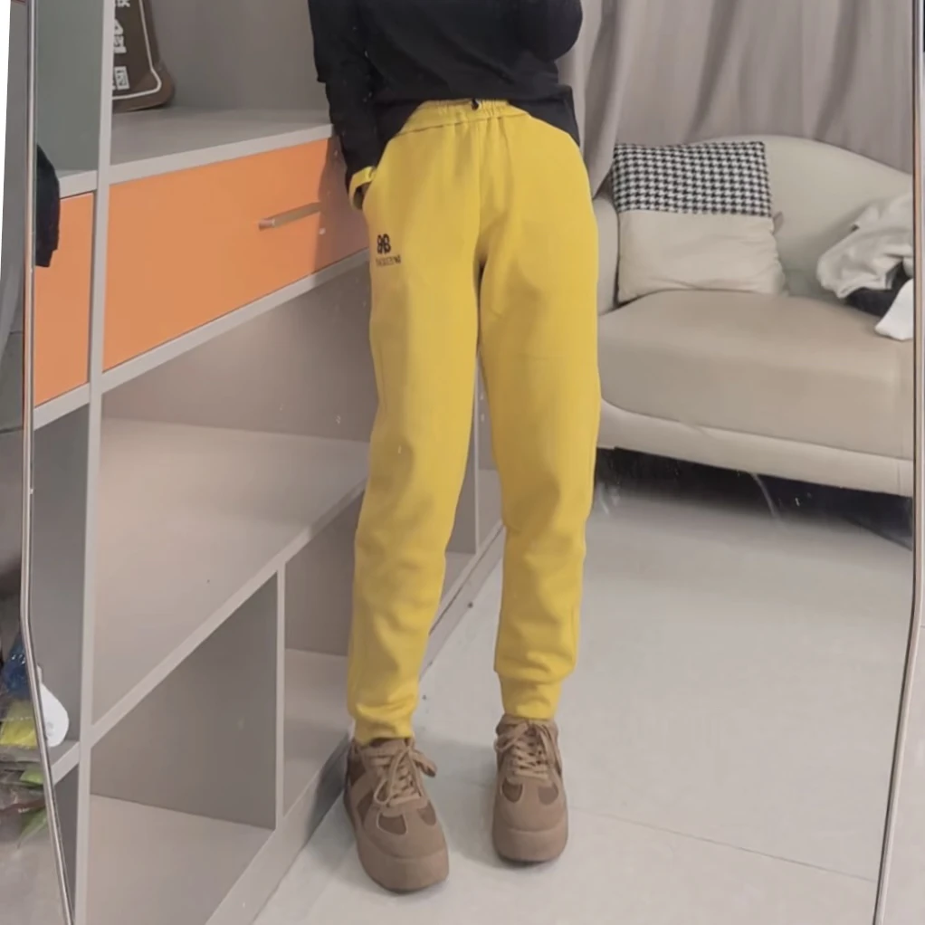 455新款时尚舒适刺绣字母休闲束脚卫裤