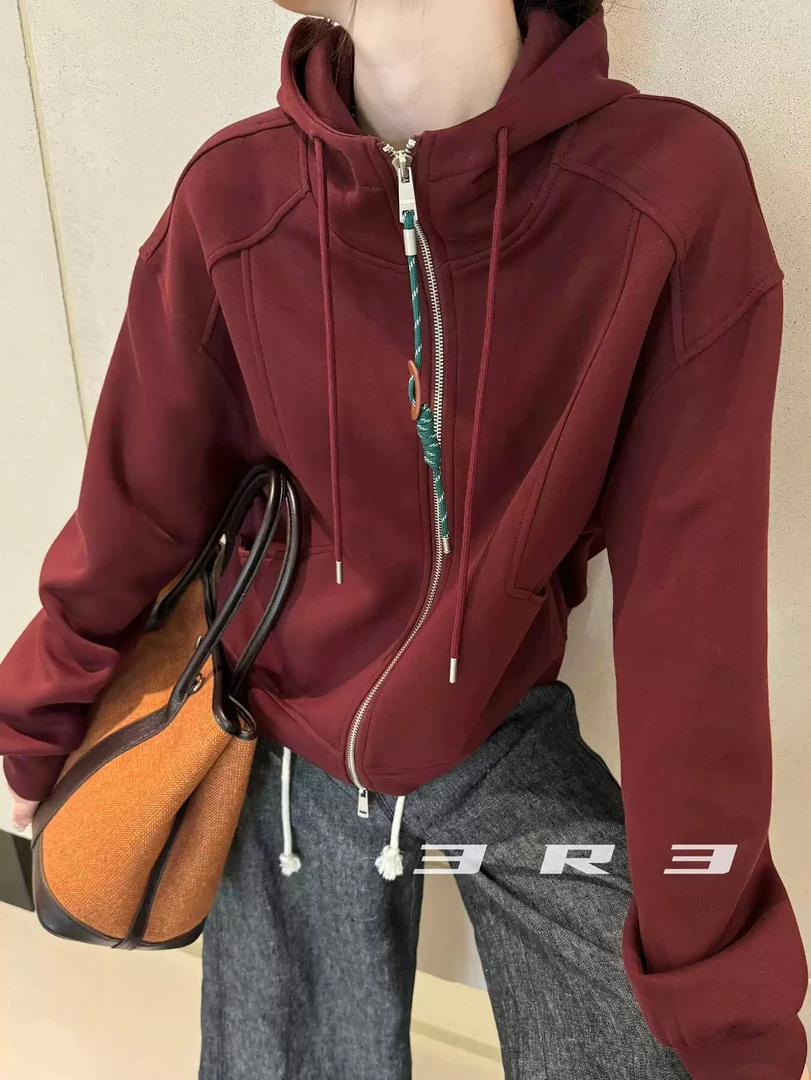7003新款时尚秋冬季连帽双头拉链设计卫衣外套