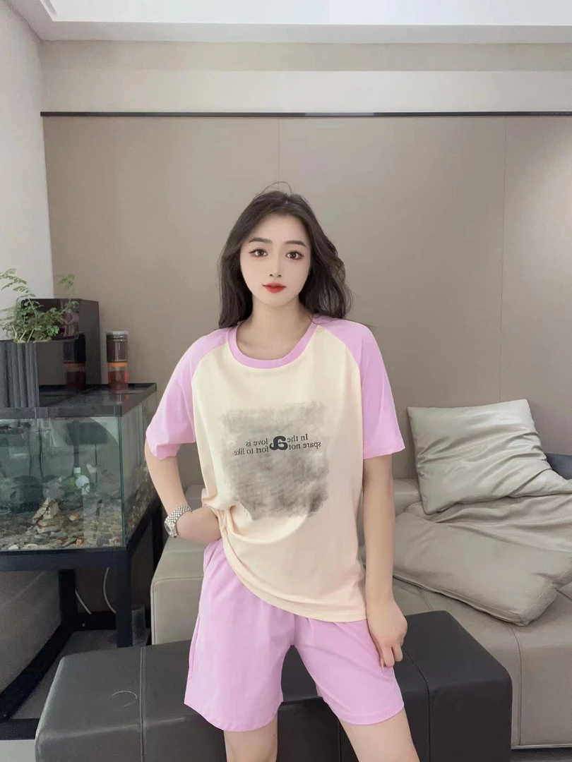 145时尚舒适休闲透气印花套装家居服