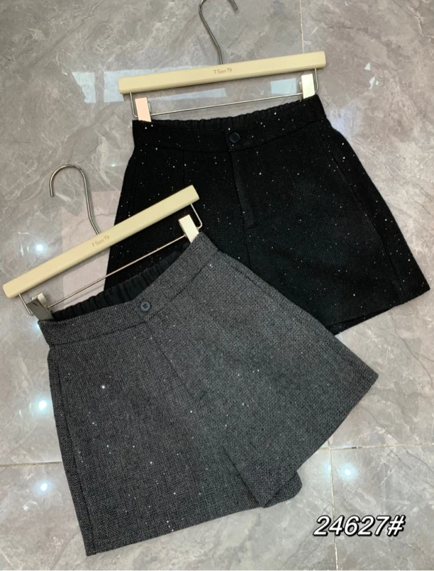 24627新款时尚秋冬季半松紧亮片阔腿短裤